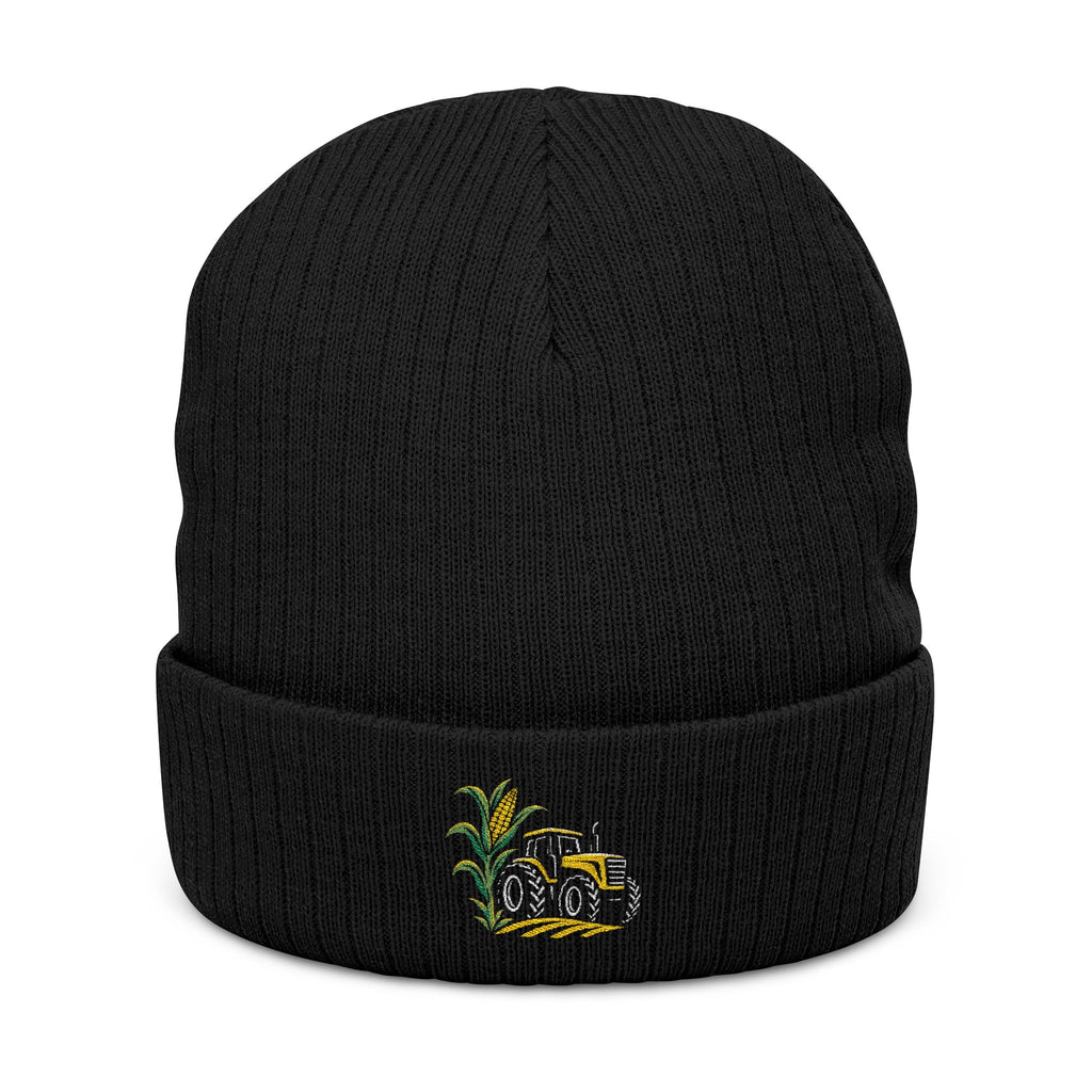 Embroidered Ribbed Knit Beanie
