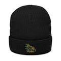 Embroidered Ribbed Knit Beanie